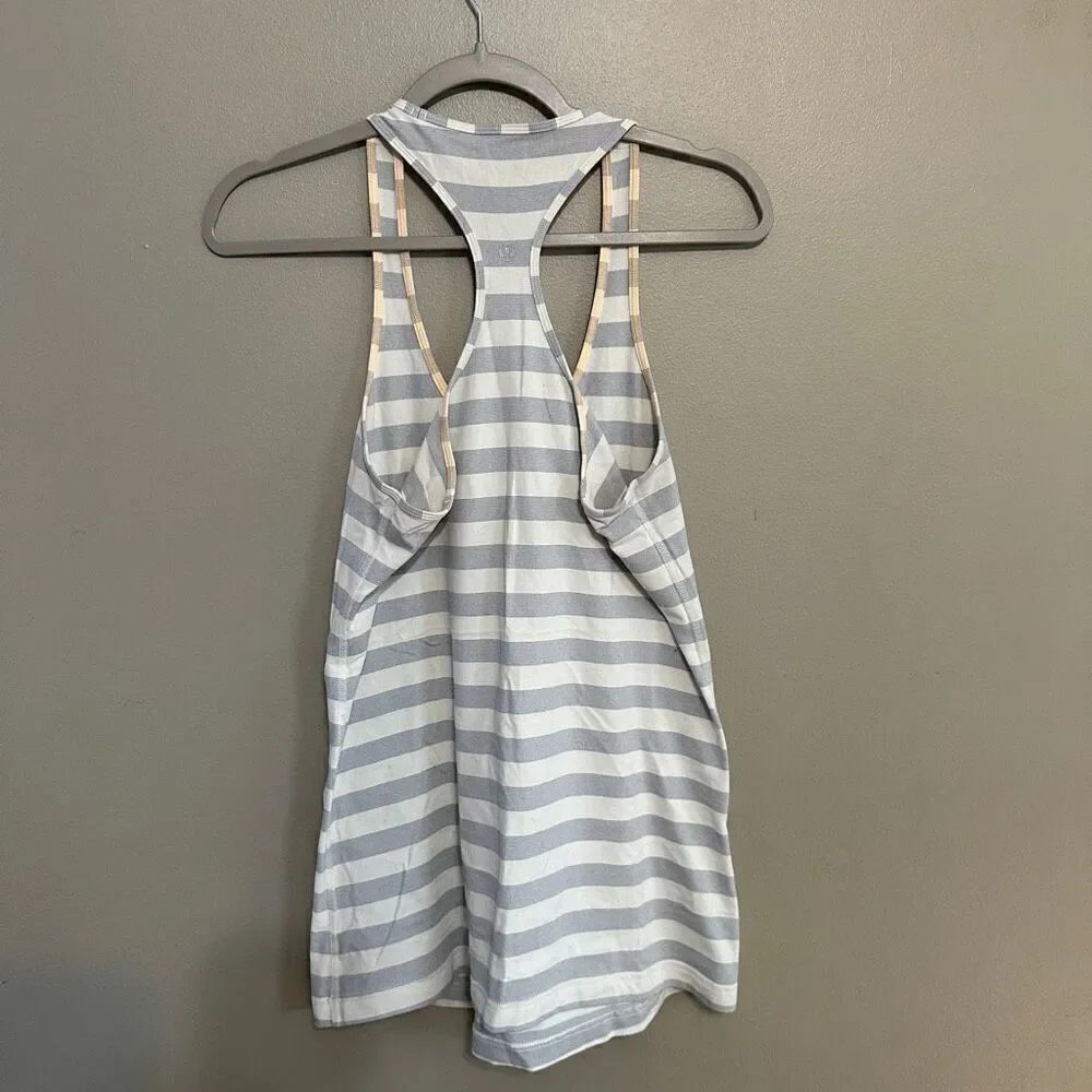 Lululemon cool racerback size 10 stripped blue gray